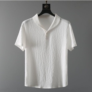 Los mejores trajes de 2 piezas de verano para hombre, camisetas de manga corta + Pantalones largos, pantalones de cintura elástica con botones y cuello de solapa de Polo de Color sólido - Product Image 4
