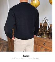 Pull en tricot côtelé 5GG pour homme, style décontracté, grande taille, mélange de coton et de laine, chaud, pour l'hiver