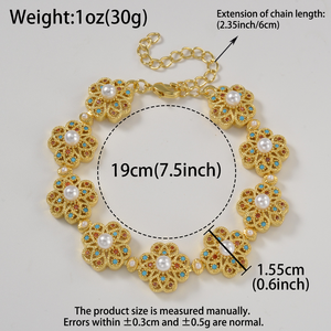 Pulseras de Tenis para Mujer, Modernas, con Circonita Cúbica Personalizada, Perla de Agua Dulce Geométrica, Chapado en Oro de 18K, Antideslustre - Product Image 6