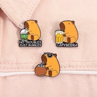 Pins de Metal Esmaltados Personalizados con Impresión UV, Esmalte Suave, Ecológicos, Lindos Broches de Capibara, Venta al Por Mayor