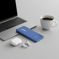 Coque arrière Pocophone F1 bleu uni antichoc en PC de remplacement pour téléphone portable