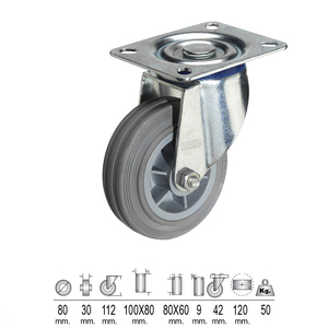 Ruota Industriale in Gomma Grigia 80mm - Product Image 1