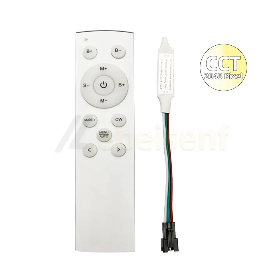 Dual color Strip Light LED Flowing Water Mini Controller DC 12V 24V 2132 Pixel Wiring Free + RF 12-Key Wireless Remote Control