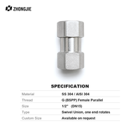 Adaptateur de tuyau en acier inoxydable 304, filetage interne femelle BSP de 0,5 pouce, raccord de union, coupleur fileté pour la plomberie