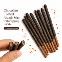 Bâtonnets de biscuits enrobés de chocolat certifiés Halal 40g avec bonbons pétillants, collation sucrée croustillante, fourniture d'usine, marque privée