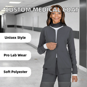 Bata de Laboratorio Médica para Mujer, con Cierre Frontal, Manga Larga, Chaqueta de Enfermera, Uniforme de Hospital, Ropa de Trabajo Blanca Personalizada - Product Image 2