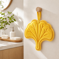 Jolie serviette de toilette douce en peluche motif feuille d'érable jaune pour cuisine et salle de bain, vente en gros, personnalisable