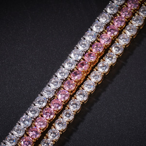 ชุดสร้อยคอพร้อมจี้รูปทรงฮิปฮอปประดับเพชรซิคอนหลากสี พร้อมสร้อยเทนนิสทองแดงฝังเพชรซิคอน - Product Image 3