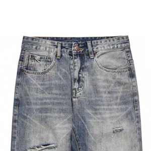 Pantalones vaqueros holgados personalizados de pierna recta para hombre, pantalones vaqueros sueltos lavados y desgastados, a la moda para verano, otoño e invierno, informales - Product Image 3