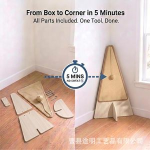 Wooden Corner Standing Cat <b>Scratching</b> <b>Post</b> 66x36x1.2cm Durable Solid Wood Cat Tree Natural Color - Product Image 3