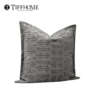 Coussin décoratif Tiff Home en velours coupé tissé 48x48cm, écologique, amovible, lavable, motif géométrique, haute qualité, pour salon et canapé