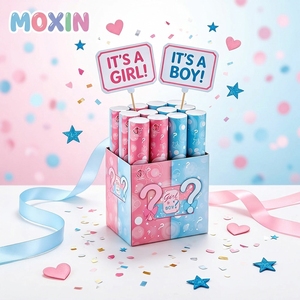 Cañón <span class=keywords><strong>de</strong></span> Confeti Ecológico Portátil Rosa y Azul para Revelación <span class=keywords><strong>de</strong></span> Género, Graduación, Cumpleaños, Baby Shower - Product Image 2