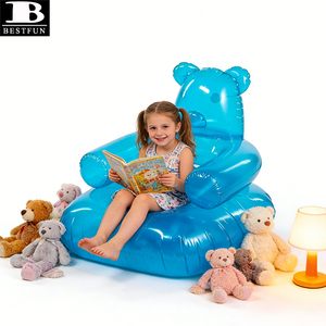 Poltrona Gonfiabile Premium a Forma di Orsacchiotto in PVC Trasparente <span class=keywords><strong>Blu</strong></span>, Divano Portatile per Bambini, per Casa, Spiaggia, Picnic, Campeggio - Product Image 1