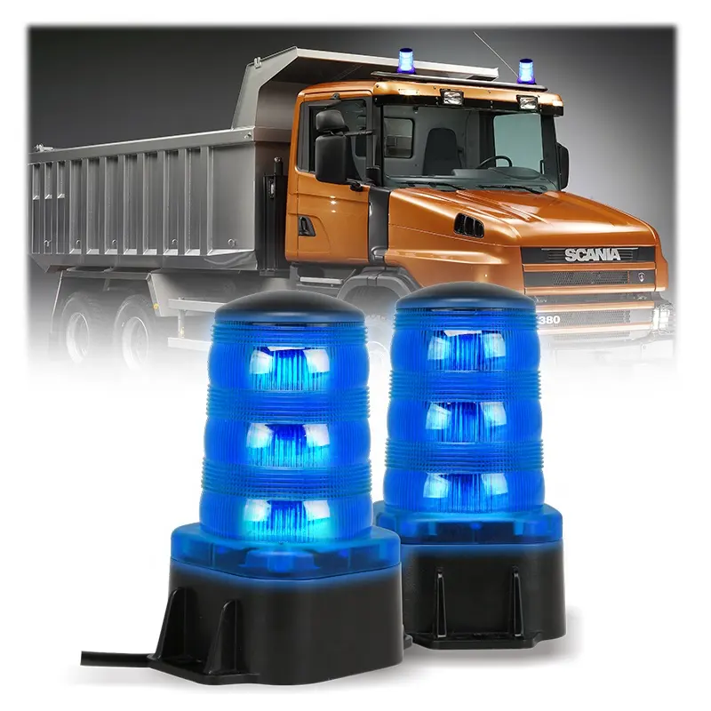 ไฟเตือนรถยก LED ไฟฉุกเฉิน LED ไฟสัญญาณเตือนไฟกระพริบแบบหมุนเพื่อความปลอดภัยทางถนนสัญญาณไฟสีน้ำเงินสีส้ม