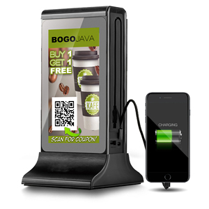 Yeni tasarım kablosuz kahve dükkanı reklam ekranı lcd masa üstü tutucu mobil şarj restoran menü güç banka güç istasyonu