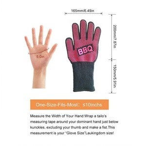 Double four en silicone résistant à la <span class=keywords><strong>chaleur</strong></span> et <span class=keywords><strong>anti</strong></span>-brûlure <span class=keywords><strong>Barbecue</strong></span> extérieur Cuisine Griller Bbq Gants résistants à la <span class=keywords><strong>chaleur</strong></span> avec doigts - Product Image 5