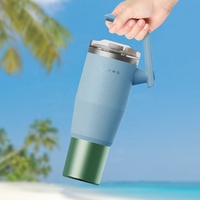 2024 nouveau Design sans plomb inoxydable isolé sous vide 32oz gobelets de voyage tasses tasses à café avec poignée et paille