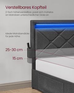 Khung giường nền tảng khung giường với đầu giường bọc, khung mạnh mẽ và thanh gỗ hỗ trợ - Product Image 2