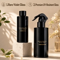YAN Packaging Bouteille en verre ronde de luxe originale noire 100 ml 200 ml pour la maison avec bouchon à vis/pulvérisateur à gâchette Diffuseur d'huile parfumée