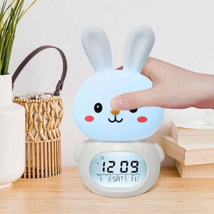 Lampe de chevet en silicone rechargeable avec veilleuse et réveil intégré pour enfant, compagnon de sommeil pour <span class=keywords><strong>chambre</strong></span> à coucher - Product Image 4