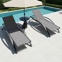 Chaise longue d'extérieur haut de gamme en aluminium avec dossier ergonomique, support robuste, idéale pour l'hôtellerie, livraison directe usine et faible MOQ