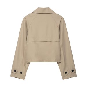 Femme 2025 nouvelle mode et loisirs Joker revers <span class=keywords><strong>trench</strong></span> <span class=keywords><strong>court</strong></span> à double boutonnage <span class=keywords><strong>trench</strong></span>-coat rétro femme chic à manches longues. - Product Image 2