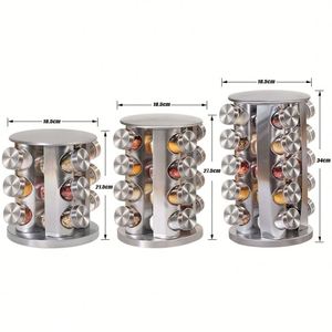 Organisateur de condiments de cuisine, 16 bocaux, support rotatif à 360 degrés pour épices, ensemble de bouteilles en verre pour assaisonnements, support pour pots à épices - Product Image 4