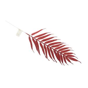 BRANCHES À FEUILLES PAILLETTÉES H 37CM ROUGE - Product Image 1