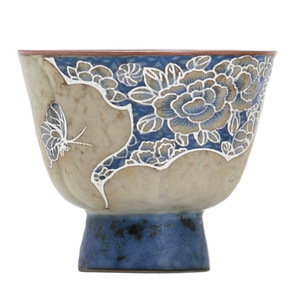 Taza de Té de Cerámica Creativa, Taza de Porcelana con Forma Irregular, Taza de Té Kung Fu con Diseño de Tallo de Peonía Azul, Origen Dehua - Product Image 5
