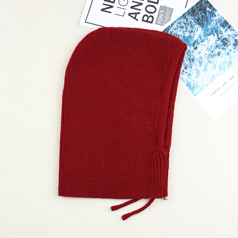 Women\'s Red Winter Hat Warm Hooded Scarf Hat Balaclava Knit Skull Beanie Winter Fashion Hats for Women Warm Hooded Scarf Hat for  main image 2