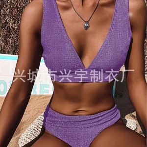 2023 New Style Special Fabric Two-Piece Swimsuit, Wheat Skin Tone Bikini 23516, European and American Style Swimsuit, AliExpress - Product Image 4