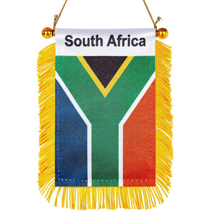 Venta Directa de Fábrica, Bandera Nacional Africana Rectangular de Poliéster Satinado, Pequeña, de Doble Cara, con Borlas y Ventosa para Coche - Product Image 3