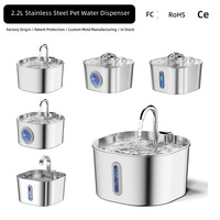 Fontaine à eau automatique carrée en acier inoxydable pour chiens et chats de grande taille, 9L, distributeur d'eau pour animaux de compagnie, bol intérieur avec indicateur de niveau d'eau