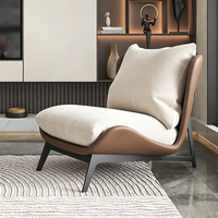Fauteuil simple de luxe italien Tenghang, traditionnel, avec pieds en bois, revêtement en cuir, fauteuil inclinable de designer pour la maison ou le bureau