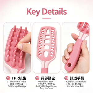 OEM Private Label Classic Rose Fashion Long Handle Massage Comb Scalp Massager Shampoo <b>Brush</b> - Product Image 6