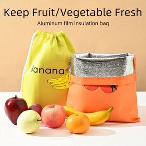 Nouveau sac de conservation isotherme en polyester 210D imperméable avec cordon de serrage et feuille d'aluminium pour aliments, fruits et légumes - Product Image 4