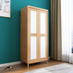 Armario de madera maciza de dos puertas con bisagras, estilo moderno minimalista para dormitorio, uso en hoteles, fácil de montar YK11 - Product Image 2