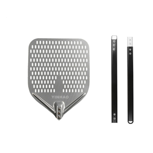 Pelle <span class=keywords><strong>à</strong></span> <span class=keywords><strong>pizza</strong></span> perforée personnalisée avec logo, 12x14 pouces, manche long de 44 pouces, en aluminium, pour fours commerciaux - Product Image 4