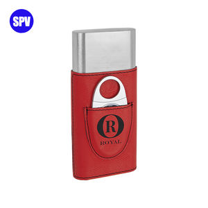 Caja de cigarros azul/plata Laserable Leatherette Blanks con cortador - Product Image 5