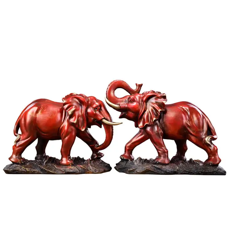 Aksesori Dekorasi Ruang Tamu Kelas Atas, Ornamen Gajah <span class=keywords><strong>Antik</strong></span> Kuningan Warna Merah Bronce Elefante Mewah