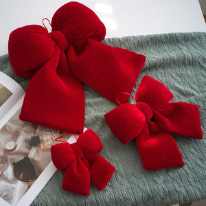 Ornement en velours rouge rembourré avec nœud, plusieurs tailles, décoration suspendue pour sapin de Noël, couronne, boîte cadeau, fête de Noël - Product Image 1