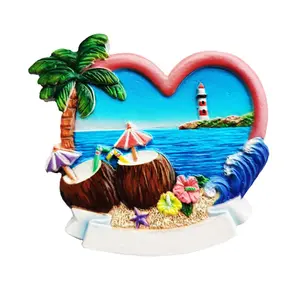 Beach Scenery Custom Logo Printing Resin Boracay Philippines Tourist Souvenir Fridge Magnet