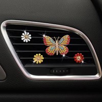 Y-1117 Diffuseur de parfum pour voiture, papillon en strass, clip décoratif pour grille d'aération, aromathérapie