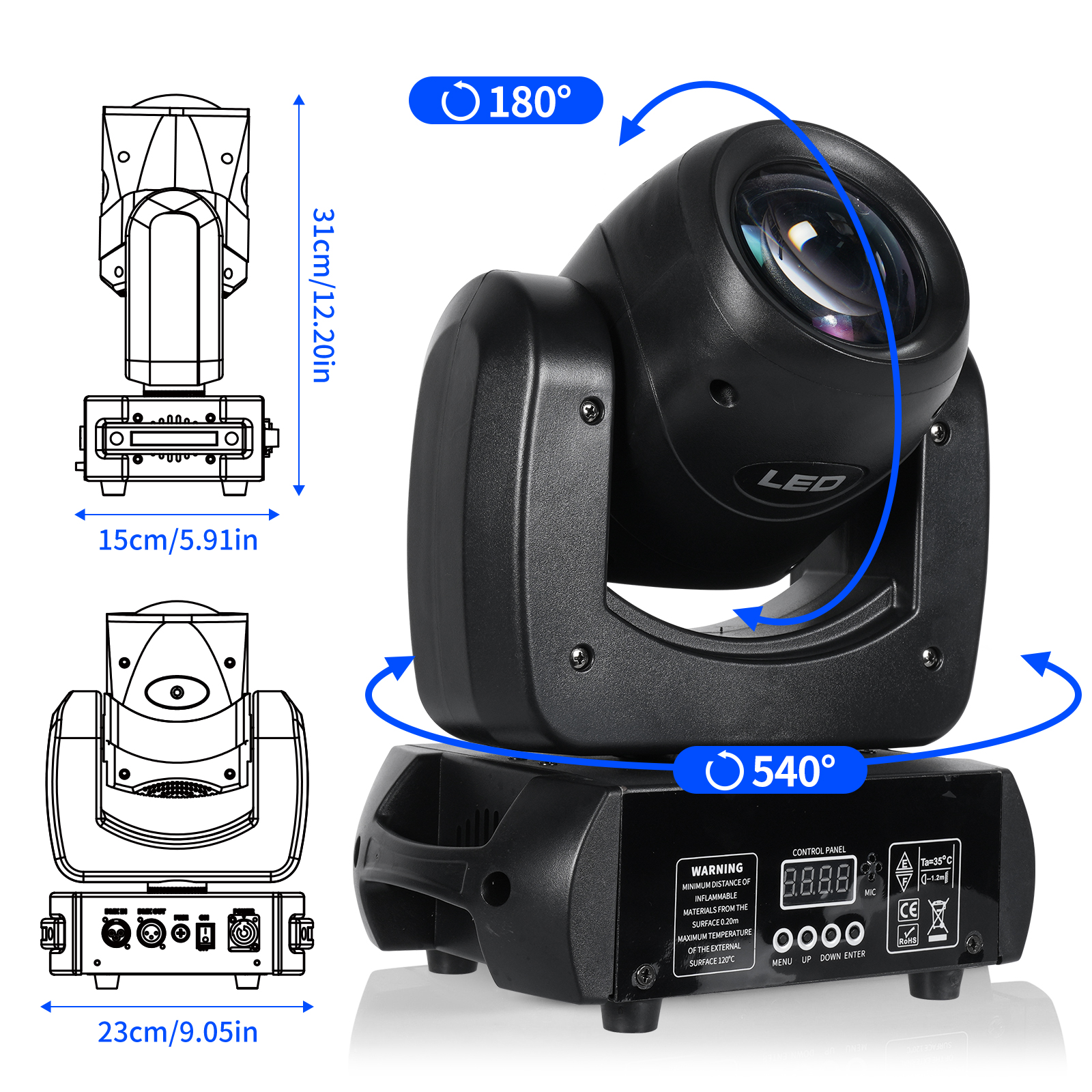 QTX GOBO Beam 100W LED Moving Head DJ Disco Stage Lighting Effect | UK