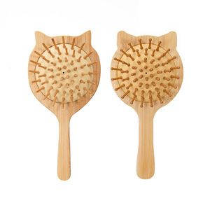 Bamboo <b>Cat</b> Shaped Scalp <b>Massage</b> Hair Comb 10-15Cm Wooden Cushion Brush For Home Use - Product Image 1