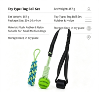 Ensemble de jouets de traction pour chien, mignons, en corde de coton et caoutchouc, jouets à mâcher interactifs, conception avec ancre de porte, pour chiens de taille moyenne, intérieur/extérieur, jeu de la corde