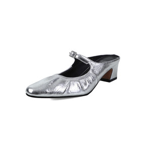 Zapatillas de Mujer con Punta Puntiaguda, de Cuero, de Color Sólido, Impermeables, Casuales y Modernas, con Espacio Vacío en la Parte Trasera y Tacón Grueso - Product Image 1