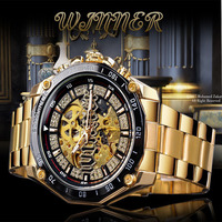 Montre automatique squelette en acier inoxydable de luxe pour hommes Winner W069, design steampunk, mode, affaires, Orologio Automatico Montre