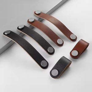Europese stijl messing handvat van echt rundleer voor keuken en hotel, voor kledingkastdeur, lade, schoenenkastknop - Product Image 1
