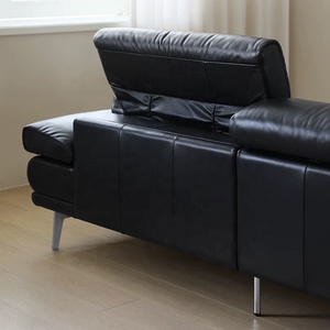 Set di Divani Zayshine in Vera Pelle Nera, Stile Minimalista Italiano, 3 Posti, Modulare, per <span class=keywords><strong>Soggiorno</strong></span>, Ufficio, Appartamento, Villa, <span class=keywords><strong>Divano</strong></span> Regolabile - Product Image 5